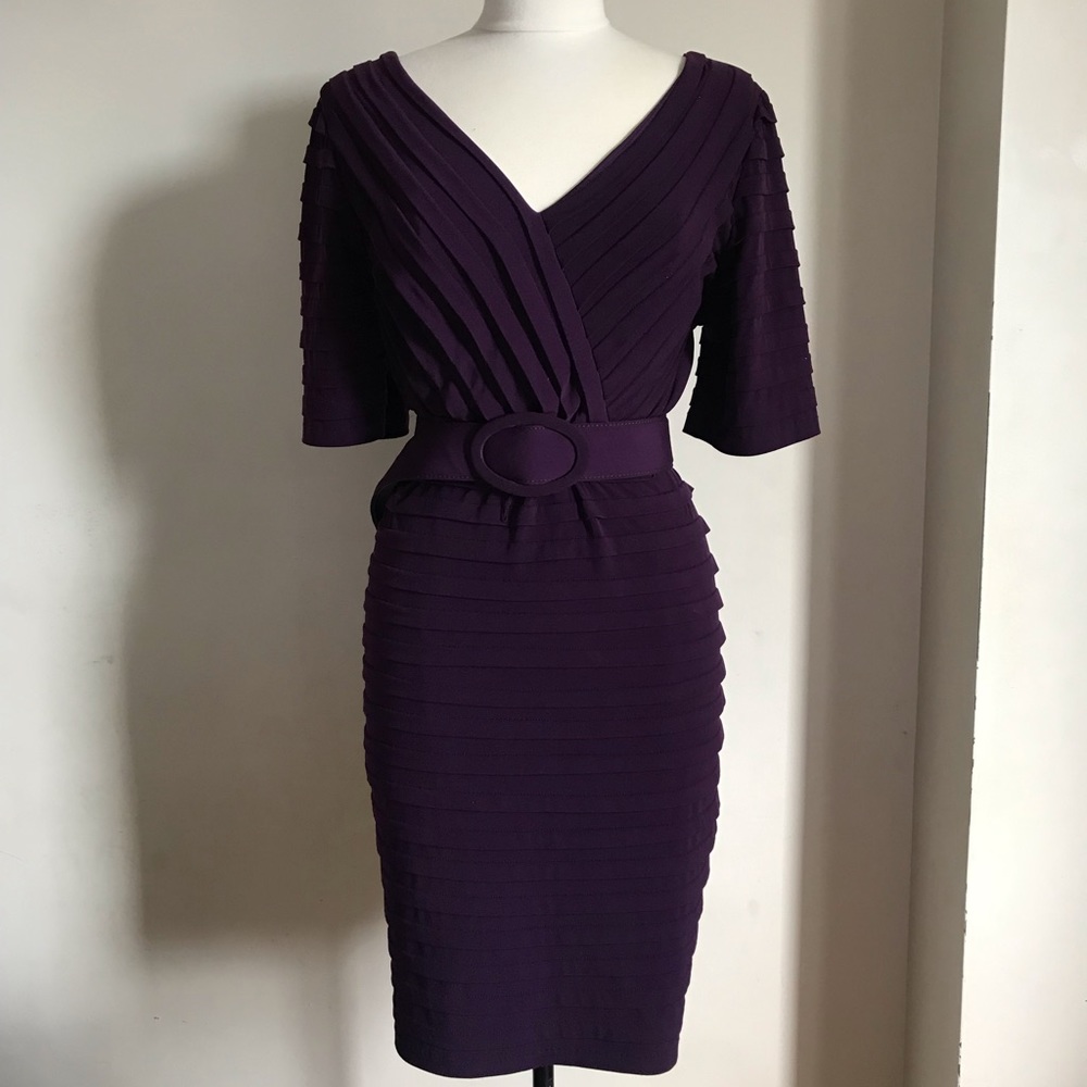 Dark Purple Pleated Dress